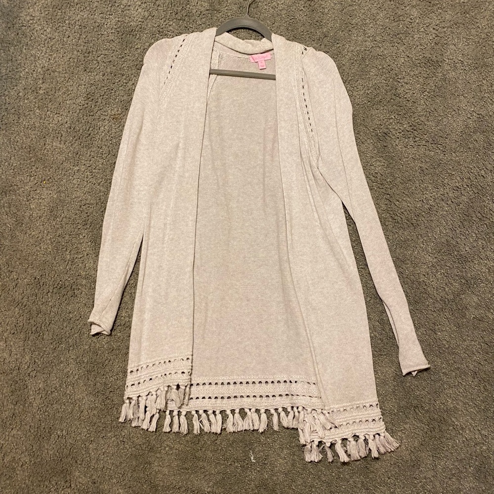 Grey tassel cardi